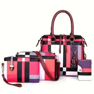 NEW Four Piece Colorblock Luxury Handbag Set